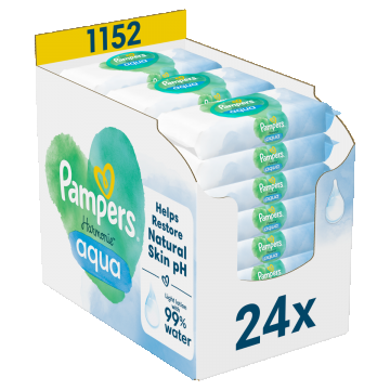 Pachet Servetele umede Harmonie Aqua, 24 x 48 bucati, Pampers