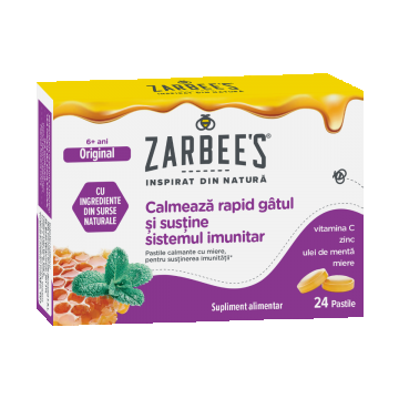 Pastile calmante cu miere pentru sustinerea imunitatii, 24 pastile, Zarbee's