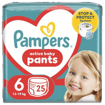 Scutece-chilotel Pants Marimea 6 pentru 15+kg, 25 bucati, Pampers