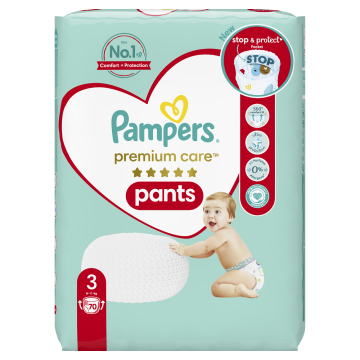 Scutece chilotel Premium Care Pants Mega Box Marimea 3 6-11 kg, 70 bucati, Pampers