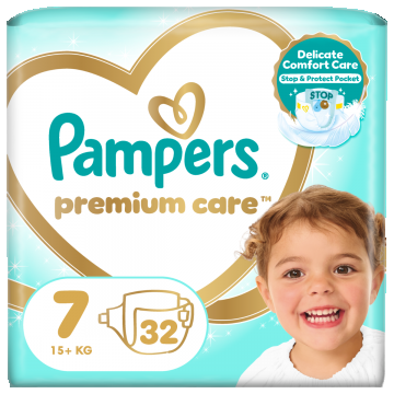 Scutece Pampers Premium Care marimea 7 15kg+, 32 bucati, Pampers