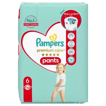 Scutece Premium Care Pants Nr.6 pentru 15+ kg, 42 bucati, Pampers