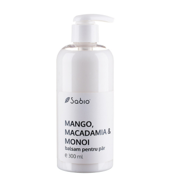Balsam pentru par cu unt de mango ulei de macadamia si monoi, 300ml, Sabio Balsam pentru par cu unt de mango ulei de macadamia si monoi, 300ml, Sabio