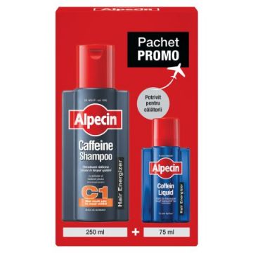Caffeine Shampoo C1 250 ml + Lotiune energizanta pentru par Coffein Liquid 75 ml, Alpecin
