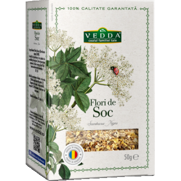 Ceai de flori de soc din plante intregi, 50g, Vedda