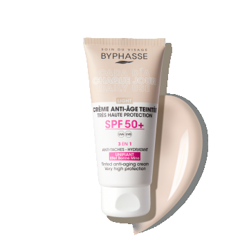 Crema antirid cu protectie solara SPF50+ Tinted Light, 50ml, Byphasse