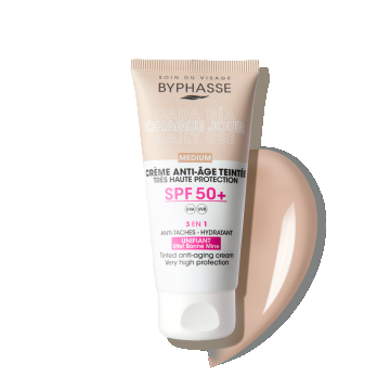 Crema antirid cu protectie solara SPF50+ Tinted Medium, 50ml, Byphasse