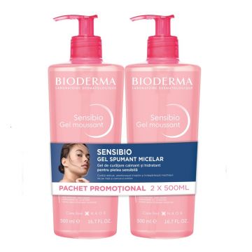 Gel spumant calmant si hidratant Sensibio Bioderma (Concentratie: Gel de curatare, Gramaj: 2 x 500 ml) Gel spumant calmant si hidratant Sensibio Bioderma (Concentratie: Gel de curatare, Gramaj: 2 x 500 ml)