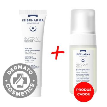 Pachet Crema Glyco A Intense 30ml + Spuma de curatare iluminatoare cu Glyco A 100ml Gratuit, Isis Pharma