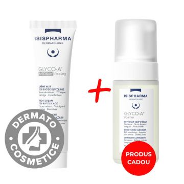 Pachet Crema Glyco A Medium 30ml+ Spuma de curatare iluminatoare cu Glyco A 100ml Gratuit, Isis Pharma