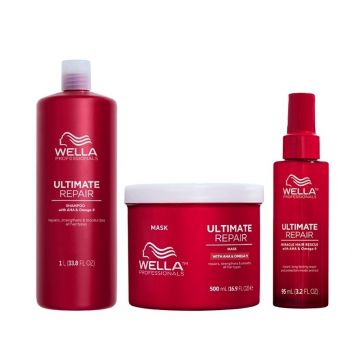 Pachet Wella Professionals Ultimate Repair – Sampon 1000 ml + Masca 500 ml + Spray Miracle Hair Rescue 95 ml Pachet Wella Professionals Ultimate Repair – Sampon 1000 ml + Masca 500 ml + Spray Miracle Hair Rescue 95 ml