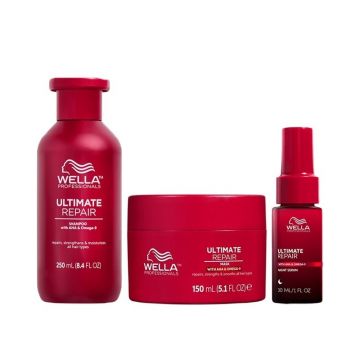 Pachet Wella Professionals Ultimate Repair – Sampon 250 ml + Masca 150 ml + Ser de noapte 30 ml Pachet Wella Professionals Ultimate Repair – Sampon 250 ml + Masca 150 ml + Ser de noapte 30 ml