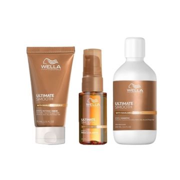 Pachet Wella Professionals Ultimate Smooth – Sampon, 100 ml + Masca, 75 ml + Ulei Miracle Serum, 30 ml Pachet Wella Professionals Ultimate Smooth – Sampon, 100 ml + Masca, 75 ml + Ulei Miracle Serum, 30 ml