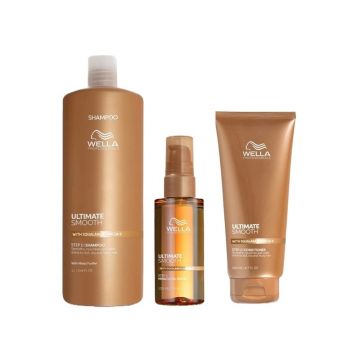 Pachet Wella Professionals Ultimate Smooth – Sampon, 1000 ml + Balsam, 200 ml + Ulei Miracle Serum, 100 ml Pachet Wella Professionals Ultimate Smooth – Sampon, 1000 ml + Balsam, 200 ml + Ulei Miracle Serum, 100 ml