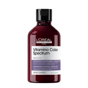 Sampon neutralizator pentru tonuri galbene L'Oréal Professionnel Serie Expert Vitamino Color Spectrum, 300 ml (Gramaj: 300 ml) Sampon neutralizator pentru tonuri galbene L'Oréal Professionnel Serie Expert Vitamino Color Spectrum, 300 ml (Gramaj: 300 ml)