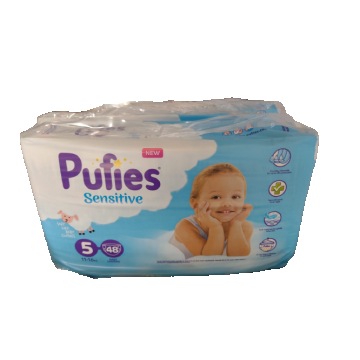 Scutece Sensitive Junior Marimea 5 pentru 11-15kg, 48 bucati, Pufies