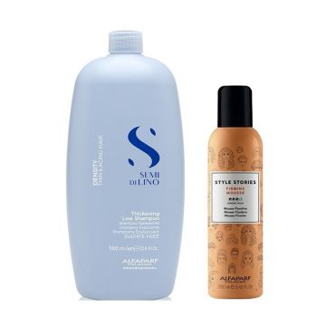 Set Alfaparf – Sampon Semi di Lino Density Thickening Low 1000ml + Spuma de par Style Stories Firming Mousse 250ml Set Alfaparf – Sampon Semi di Lino Density Thickening Low 1000ml + Spuma de par Style Stories Firming Mousse 250ml
