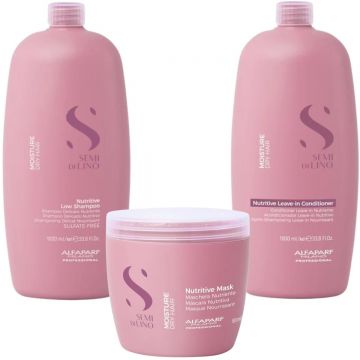 Set Alfaparf Semi di Lino Moisture Nutritive – Sampon, 1000 ml + Balsam, 1000 ml + Masca, 500 ml Set Alfaparf Semi di Lino Moisture Nutritive – Sampon, 1000 ml + Balsam, 1000 ml + Masca, 500 ml