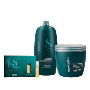 Set Alfaparf Semi di Lino Reconstruction – Sampon, 1000 ml + Masca, 500 ml + Ulei SOS Emergency Oil 6x13 ml Set Alfaparf Semi di Lino Reconstruction – Sampon, 1000 ml + Masca, 500 ml + Ulei SOS Emergency Oil 6x13 ml