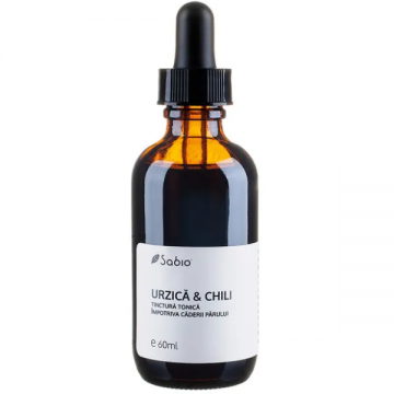 Tinctura tonica impotriva caderii parului cu Urzica si Chili, 60ml, Sabio Tinctura tonica impotriva caderii parului cu Urzica si Chili, 60ml, Sabio