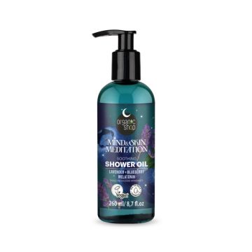 Ulei de dus cu lavanda afine si melatonina Mind&Skin Meditation, 260ml, Organic Shop Ulei de dus cu lavanda afine si melatonina Mind&Skin Meditation, 260ml, Organic Shop