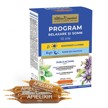 Apielixir program de relaxare si somn 10 zile, 20 fiole, Albina Carpatina