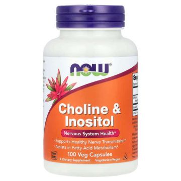 Colina Cu Inozitol, 250mg/250mg, 100 capsule vegetale, Now Foods