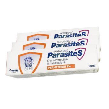 Cremă protectivă antimicrobiană cu Permetrină 5%, 3 x 50 ml, Santaderm