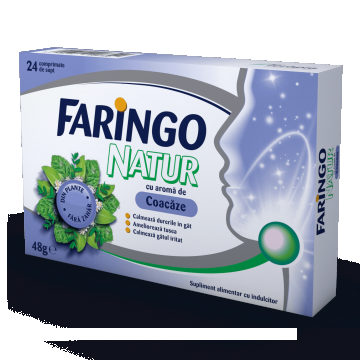 Faringo Natur cu aromă de coacăze, 24 comprimate, Terapia