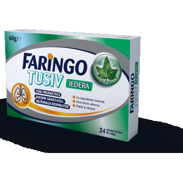Faringo Tusiv cu iederă, 24 comprimate, Terapia 