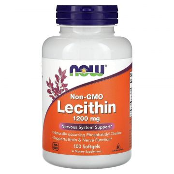 Lecitina din soia, 1200 mg, 100 gelule moi, Now Foods