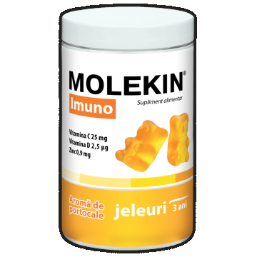 Molekin Imuno pentru +3 ani, 60 jeleuri gumate cu aromă de portocale, Zdrovit 