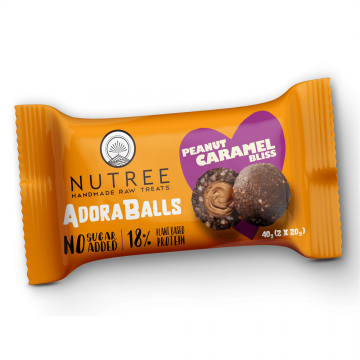Praline proteice fara gluten AdoraBalls Peanut Caramel Bliss, 40 g, Nutree