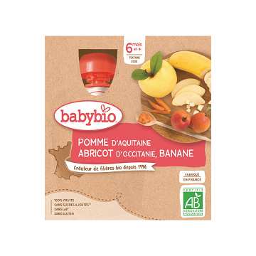 Babybio doypack măr, caisă, banană 4 x 90 g