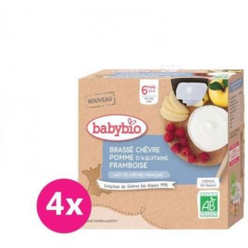 Babybio gustare din lapte de capră cu mere și zmeură 4 x 85 g