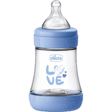 Chicco Biberon Perfect5 silicon, albastru 150 ml