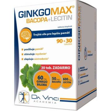 Da Vinci Academia Ginkgomax + Bacopa + Lecitină, 120 capsule