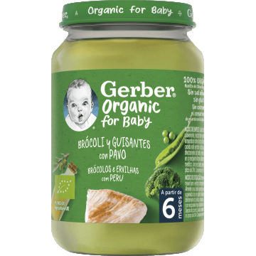 Gerber broccoli organic cu mazăre și curcan 190 g