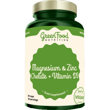 GreenFood Nutrition Chelați de magneziu și zinc + vitamina D3 90 capsule