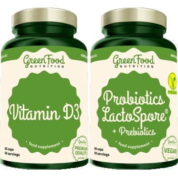 GreenFood Nutrition Probiotice Lactospore® + Prebiotice + Vitamina D3 2 x 60 capsule