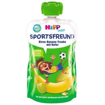 HiPP Sport BIO Capsule gustare cu fructe și cereale pere, banane, struguri albi și ovăz 120 g