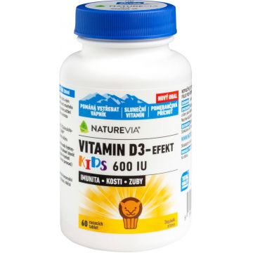NatureVia Vitamina D3-EFECT KIDS 600 U.I. comprimate ingerabile 60 buc