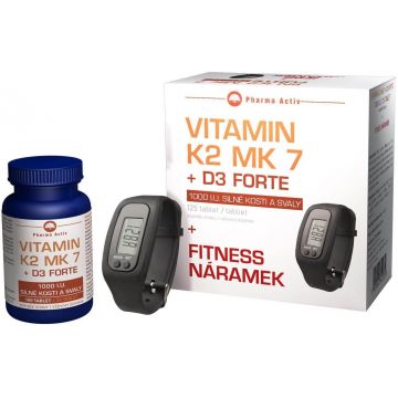 Pharma Activ Vitamina K2 MK7+D3 Forte + Brățară de fitness 125 comprimate