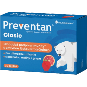 Preventan Clasic cu aromă de zmeură și grapefruit 30 comprimate