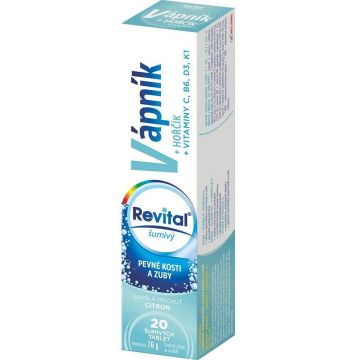 Revital Calciu, Magneziu, Vitamina fără zahăr cu aromă de lămâie 20 comprimate efervescente