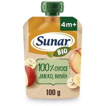 Sunar Capsulă organică de fructe măr, banană 4m+ 100 g