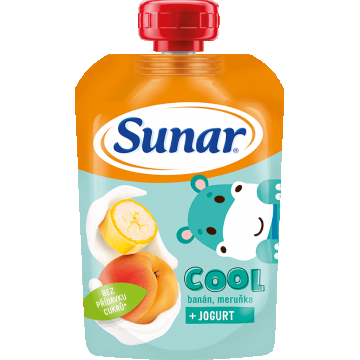 Sunar Capsulă rece de fructe banană, caise, iaurt 12m+ 110 g