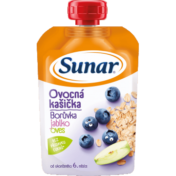 Sunar terci de fructe afine, mere, fulgi de ovăz 6m+ 120 g