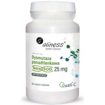 Superoxid dismutază (Tetra Sod) 25 mg, 60 de comprimate mici vegetale Aliness