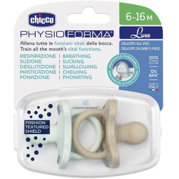 Suzeta Chicco Physio luxe verde/gri 6-16m 2 buc